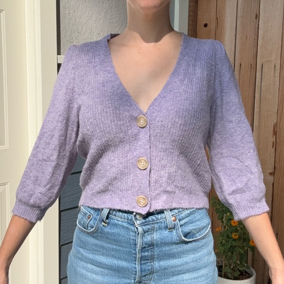 Purple CottageCore Soft Crop Sweater - Picture 2 of 11